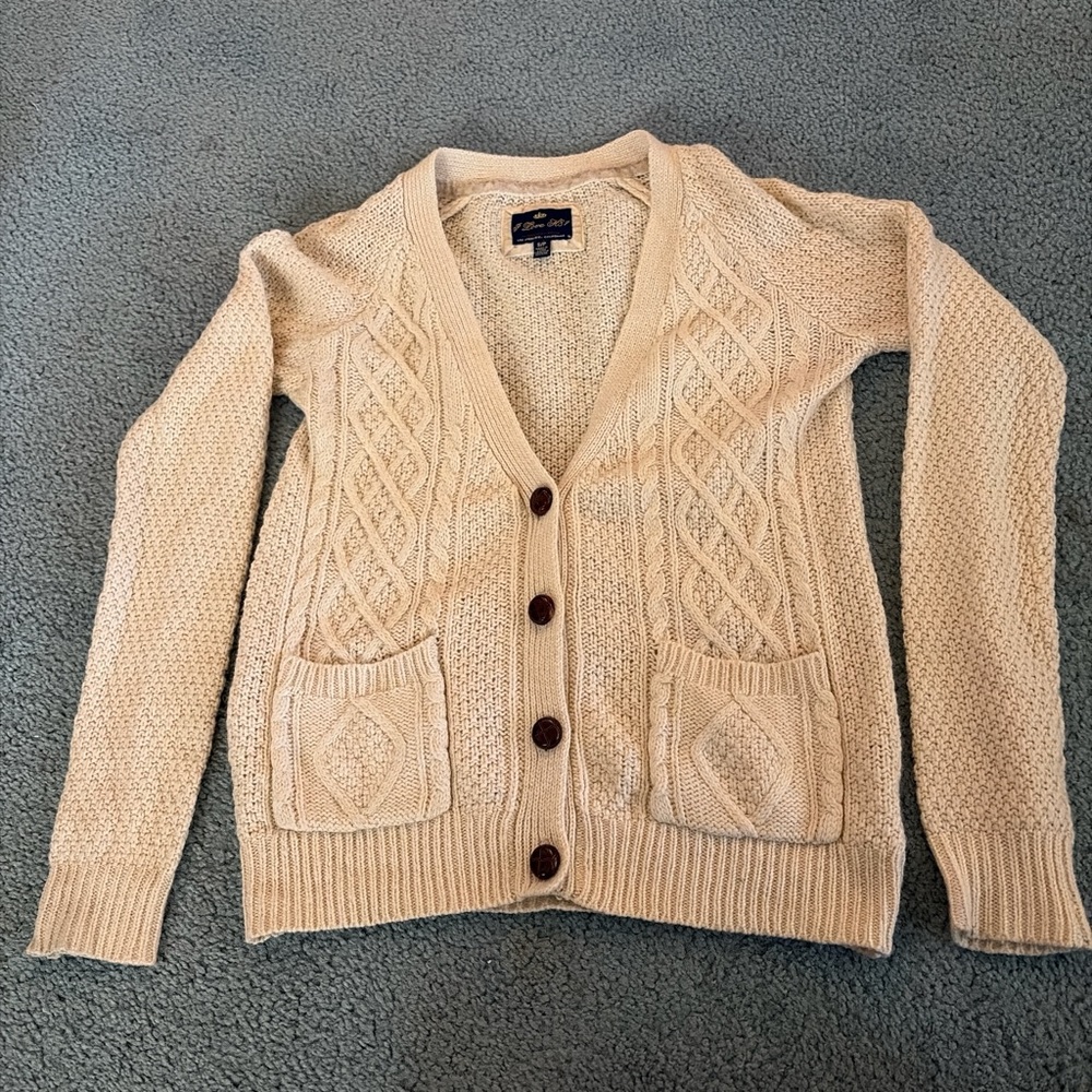Forever 21 Beige Cable Knit Cardigan